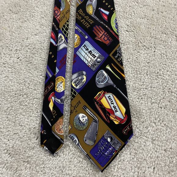 VTG Top Flite Tie Nicole Miller Necktie Silk Golf Clubs Balls Novelty 90s - Picture 1 of 5